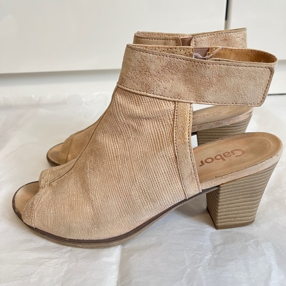 Gabor Women's Pink Leather Peep-Toe Block Heel Sandals, Sz 38.5 - Picture 3 of 13